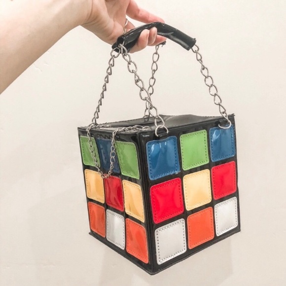 ✨SOLD✨ RUBIKS CUBE RETRO STYLE TOP HANDLE PURSE - Picture 2 of 5